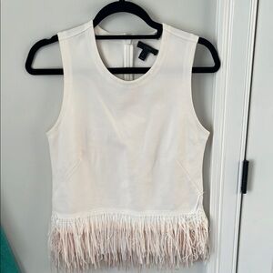 Elegant White Fringe Sleeveless Top